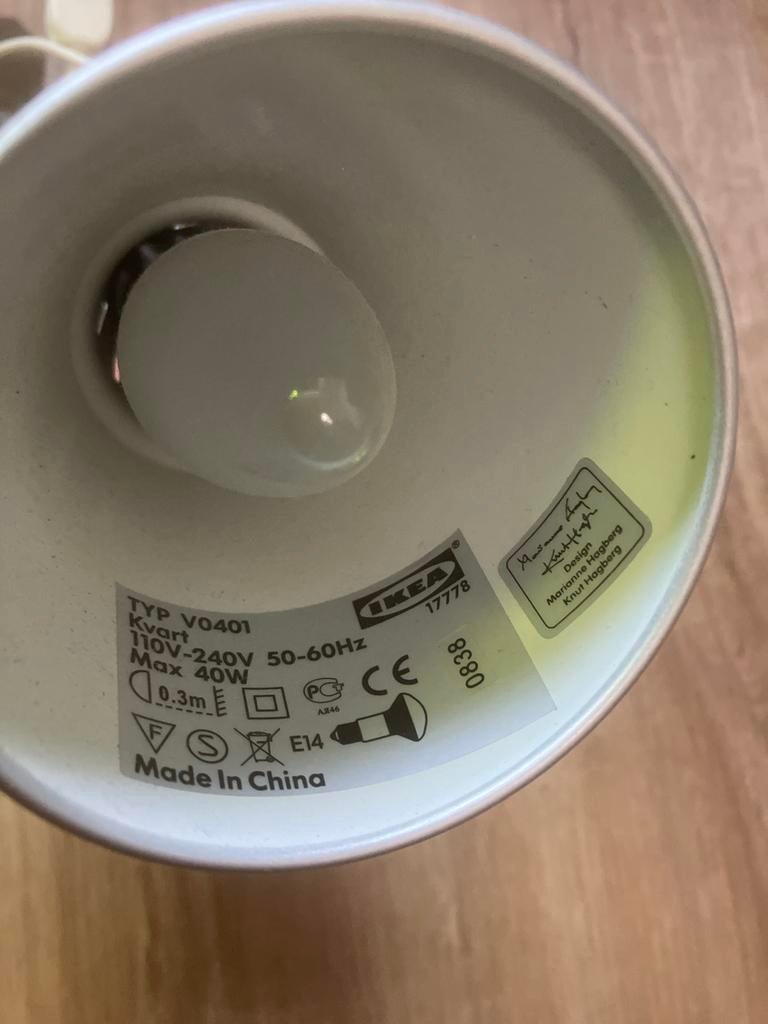 IKEA Kvart Klemlamp - Zilver, E14 fitting, Max 40W, 30 tot 60 watt, Gebruikt, Overige typen, E14 (klein)