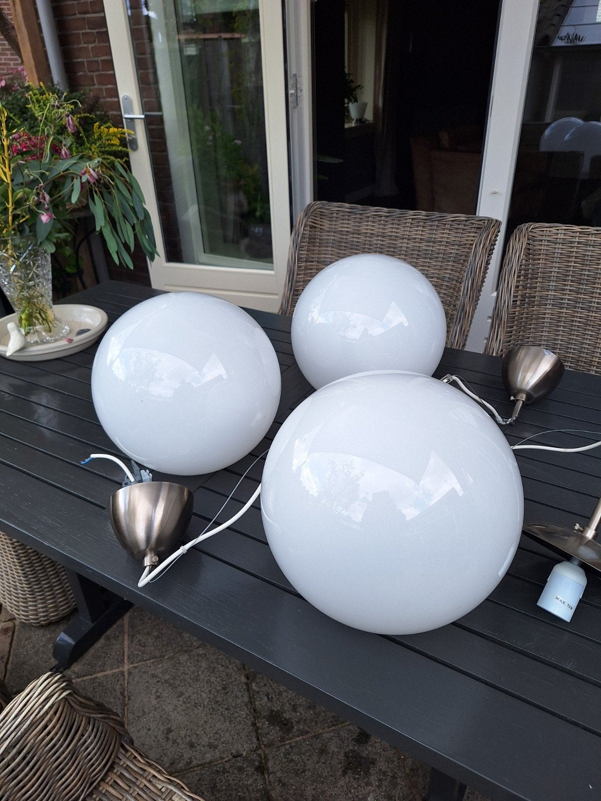 hanglamp bol wit, Ophalen of Verzenden, Zo goed als nieuw, Glas