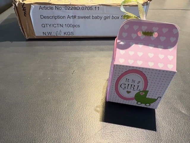 uitdeel bedankjes doosje baby meisje met lint 100 stuks, Ophalen of Verzenden, Nieuw