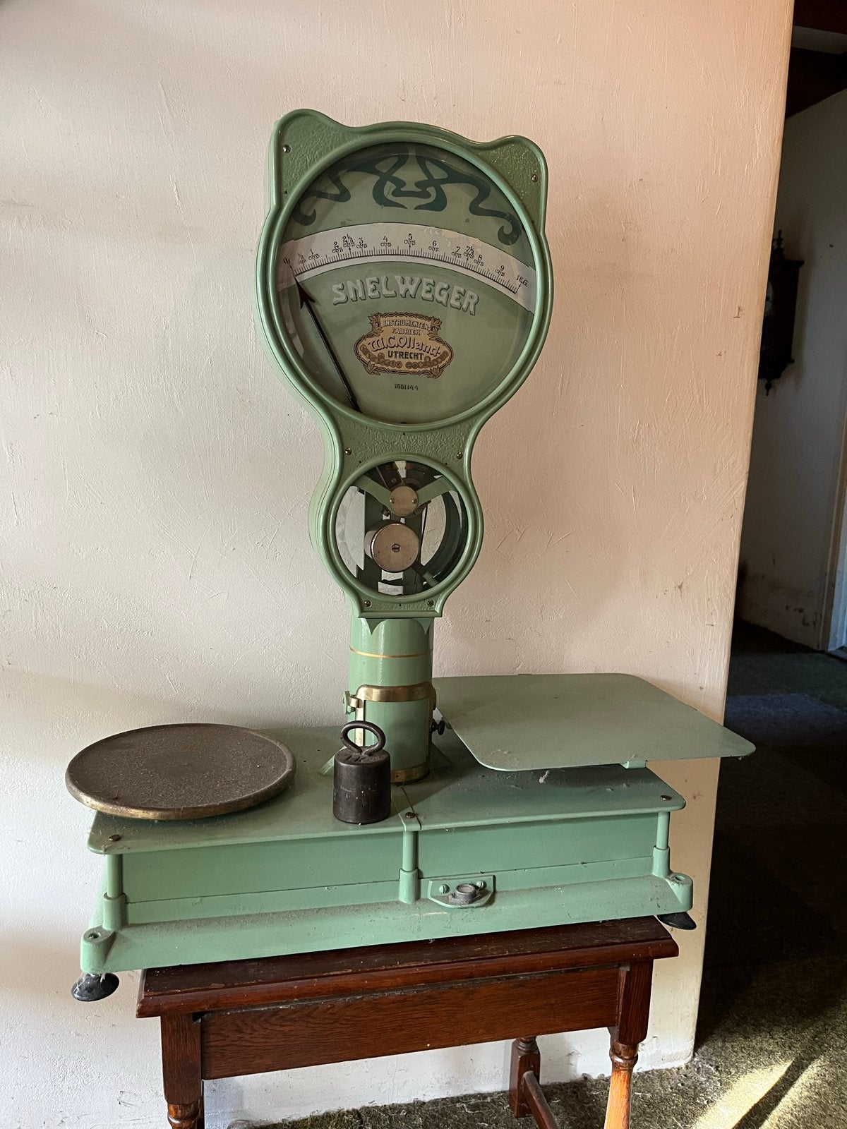 Art Deco/Nouveau snelweger weegschaal van W.C. Olland, Ophalen
