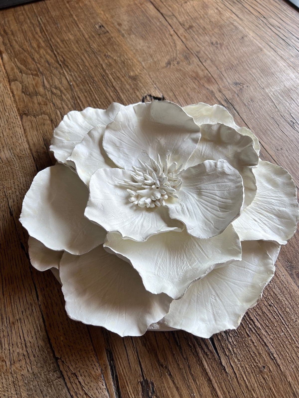 3D Wanddecoratie Bloem - Wit, 30cm doorsnee, Ophalen, Zo goed als nieuw