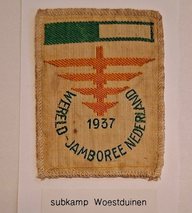 Wereld Jamboree 1937 badge Scouting Woestduinen, Verzamelen, Scouting, Verzenden, Gebruikt, Embleem, Speld of Insigne