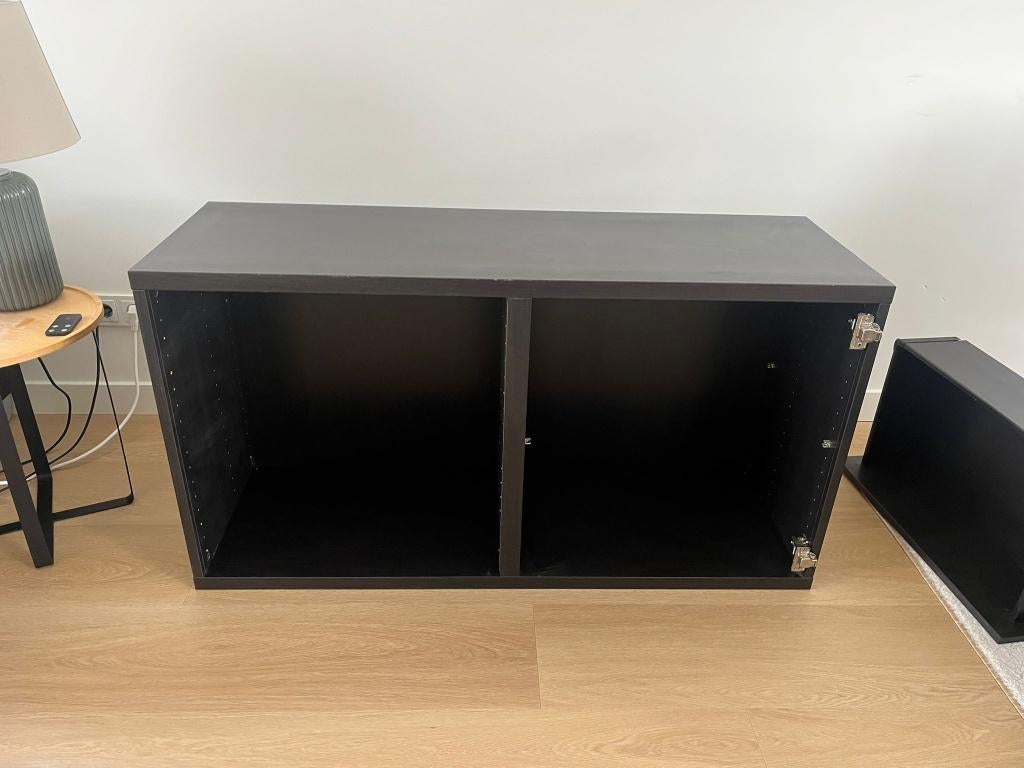 Ikea Besta kast met lades, zwartbruin met helder glas, Ophalen, Gebruikt, Met deur(en), 150 tot 200 cm