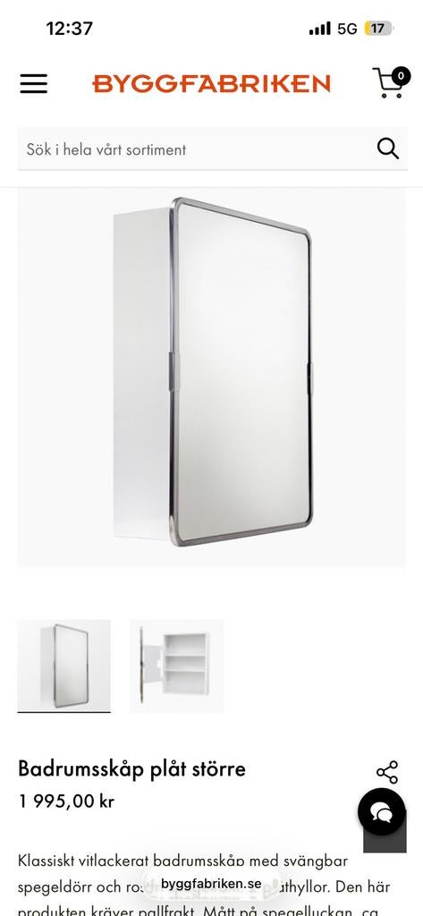 Byggfabriken Zweeds toilet badkamer kastje spiegel, Ophalen, Minder dan 50 cm, Overige typen, Zo goed als nieuw