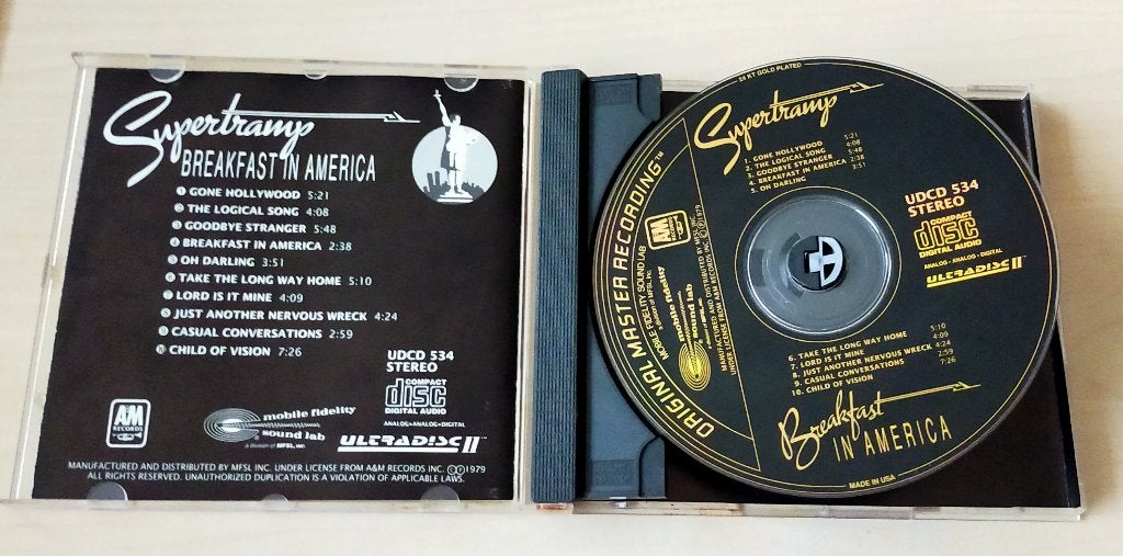 Supertramp - Breakfast In America CD MFSL Gold Gesigneerd, Cd's en Dvd's, Cd's | Rock, Ophalen of Verzenden, Gebruikt, Progressive