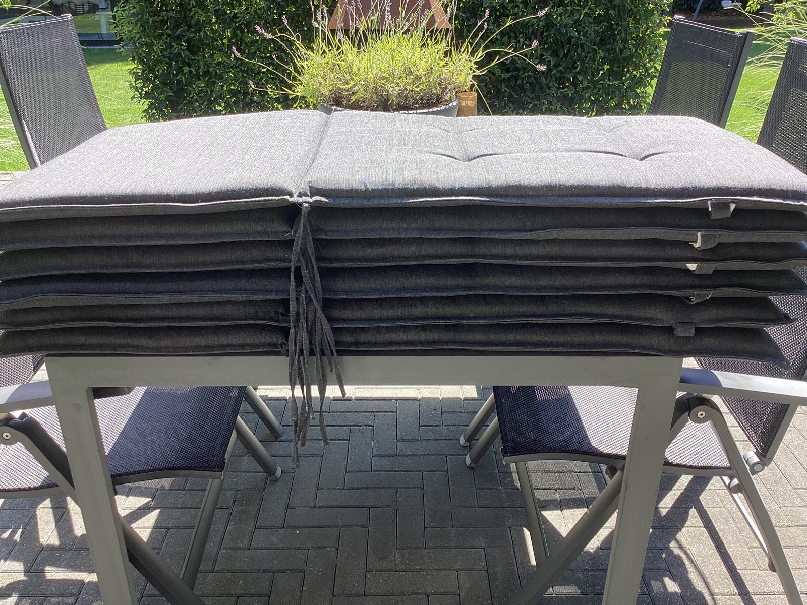 6 Antraciet super nette tuinkussens zo goed als nieuw!, Ophalen, Zo goed als nieuw