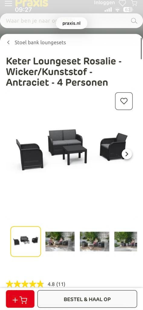 Keter Loungeset jaar oud, Ophalen of Verzenden, Zo goed als nieuw, Kunststof