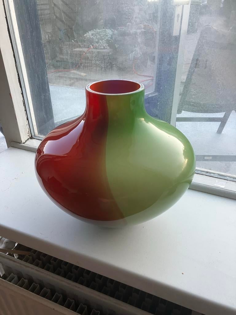 Grote glazen vaas, kleurrijk en decoratief, Antiek en Kunst, Ophalen