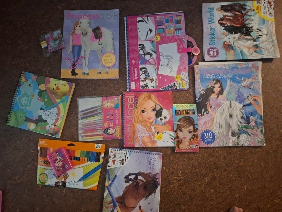 Grote set teken- en stickerboeken met potloden, Ophalen, Gebruikt, Boek of Gids