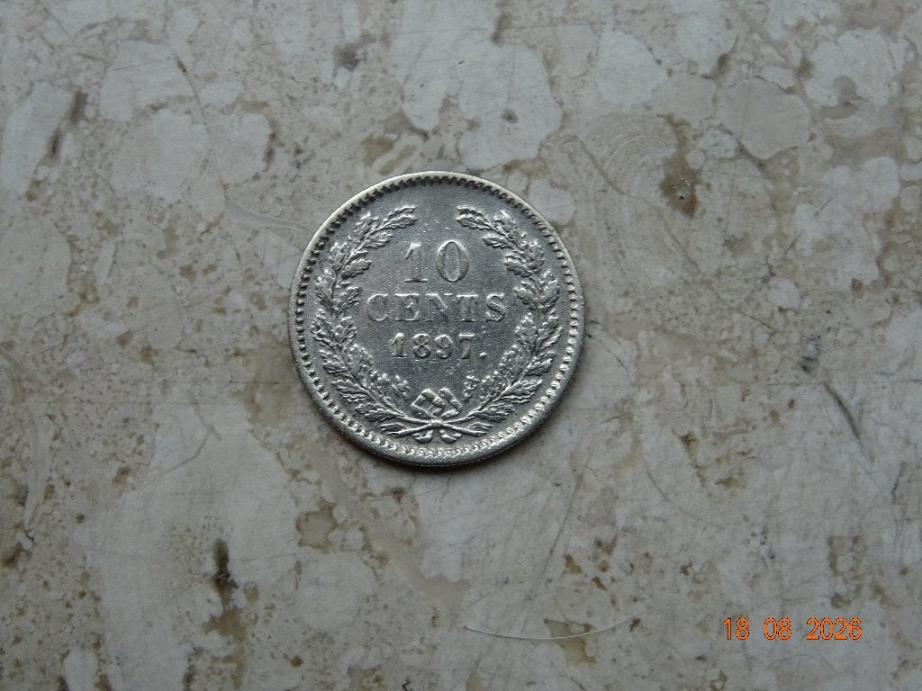 10 cent 1897, Postzegels en Munten, Zilver, Ophalen of Verzenden, 10 cent, Koningin Wilhelmina