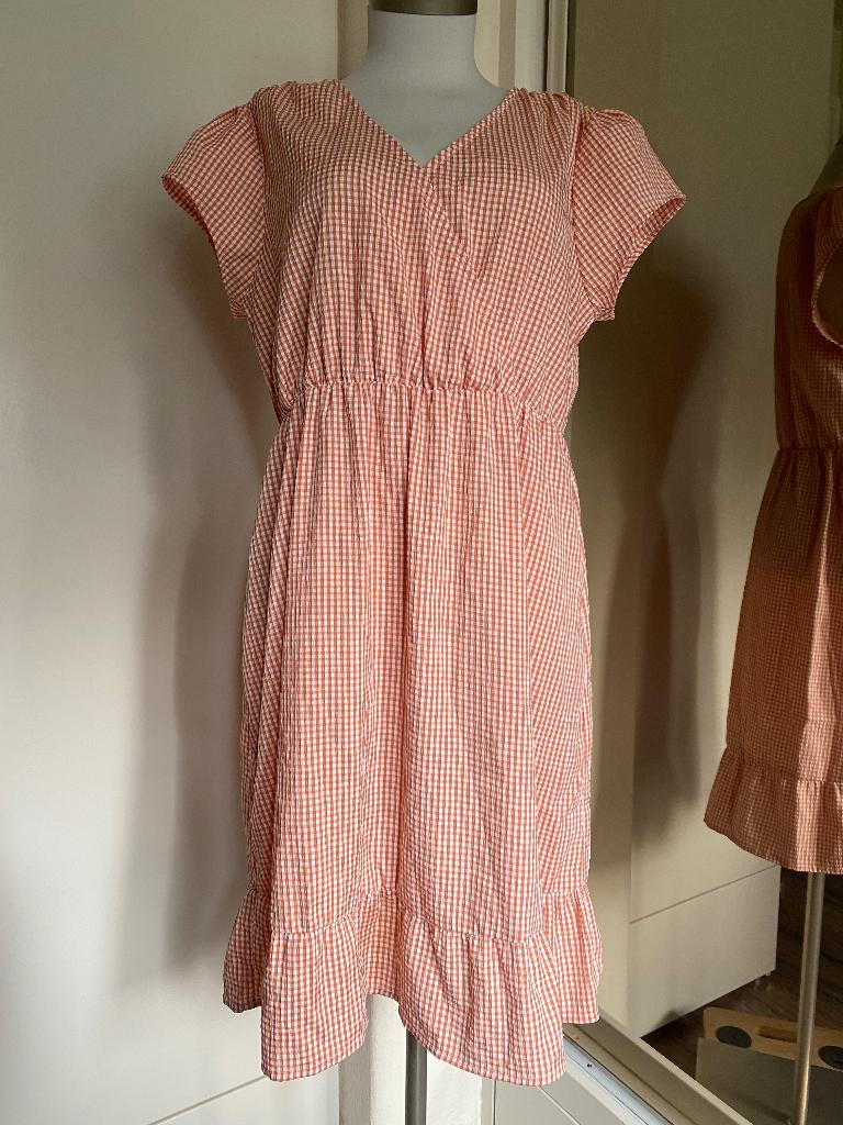 zomerjurk 44 koraal/wit, Kleding | Dames, Maat 42/44 (L), Oranje, Ophalen of Verzenden, Zo goed als nieuw