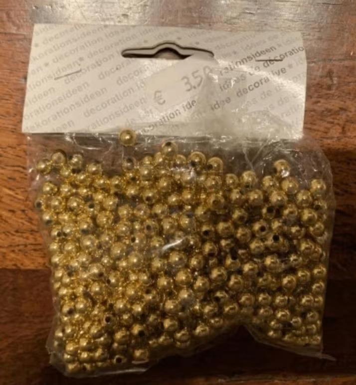Zakje met goudkleurige kraaltjes; ongebruikt, Ophalen of Verzenden, Nieuw, Applicatie