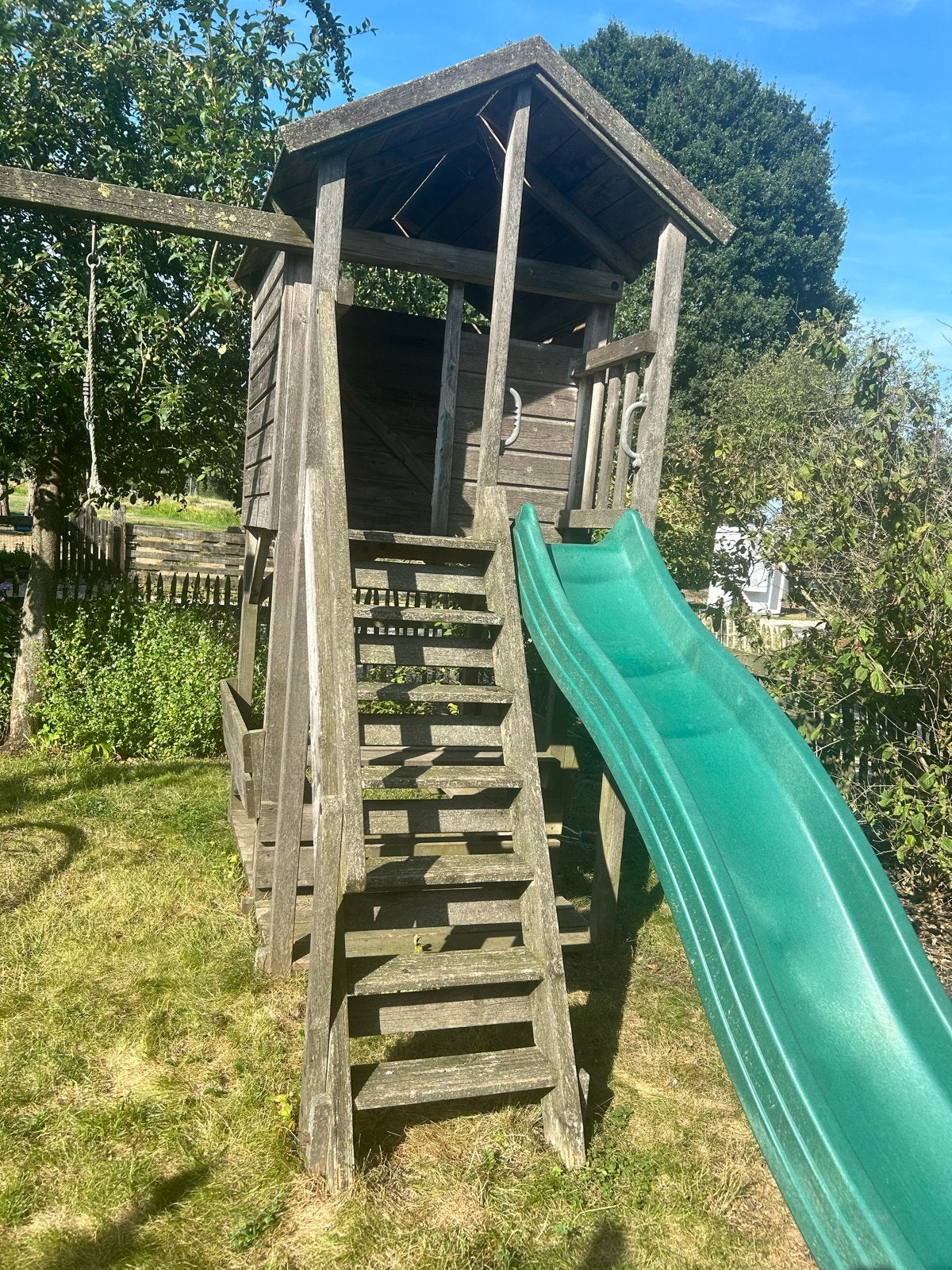 Houten Speeltoestel met Glijbaan en Schommel, Ophalen, Gebruikt, Glijbaan