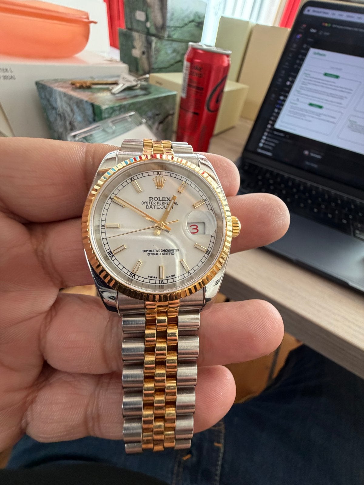 Rolex Datejust Staal/Goud - fullset, Sieraden, Tassen en Uiterlijk, Horloges | Heren, Ophalen, Polshorloge, Zo goed als nieuw