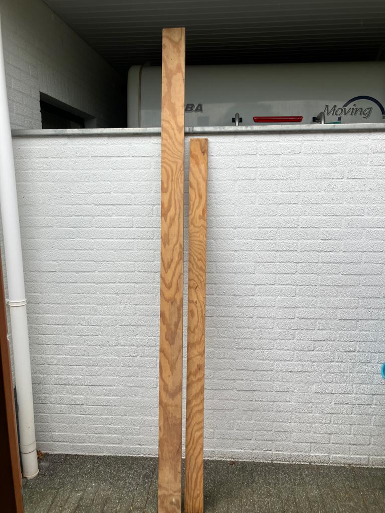 2 Oregon Pine Stroken dikte 18 mm , Doe-het-zelf en Verbouw, Hout en Planken, Ophalen, Gebruikt, Minder dan 25 mm, Overige typen