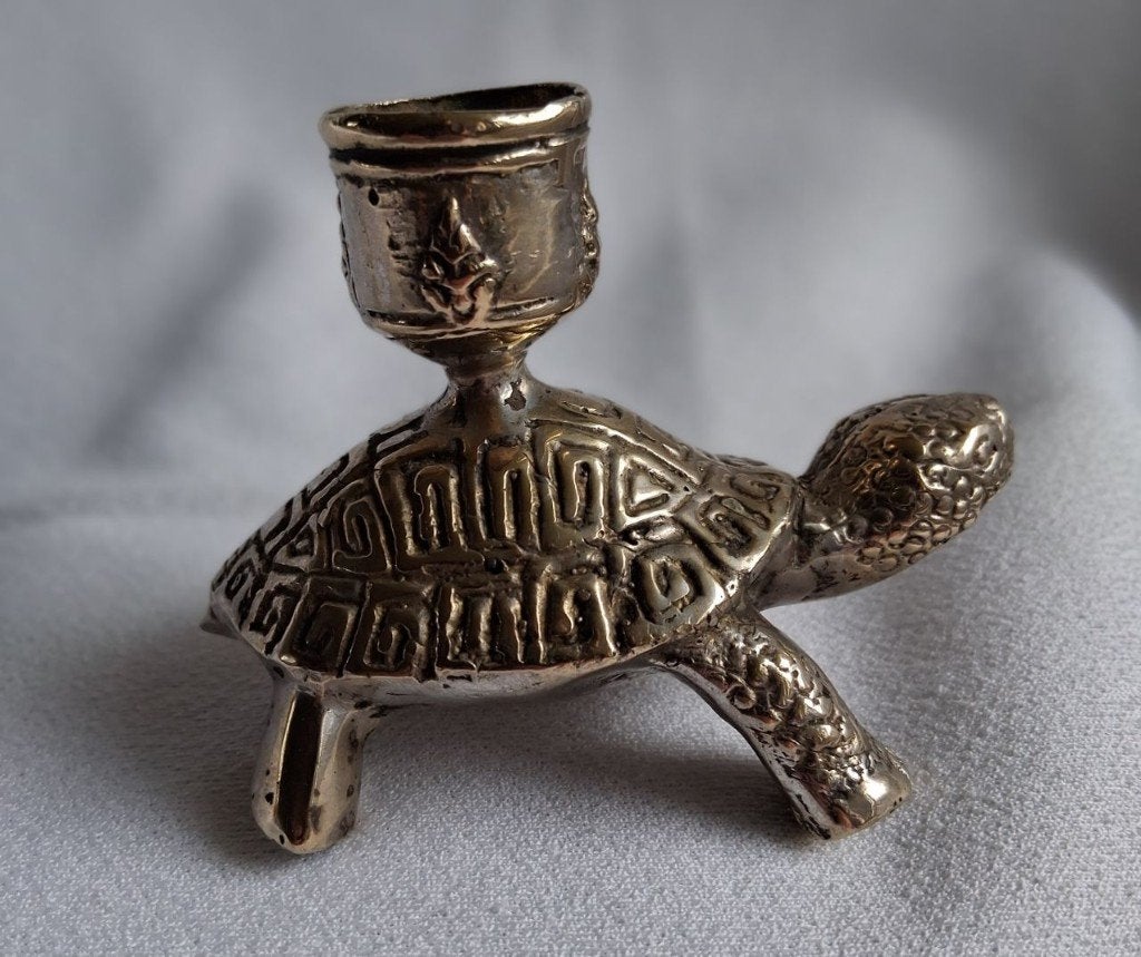 Chinese verzilverde schildpad kandelaar, Ophalen of Verzenden, Zilver