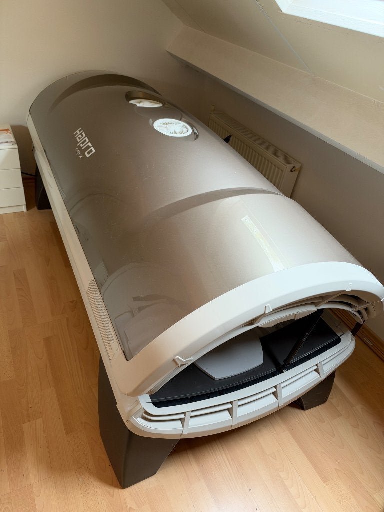 Hapro Onyx 26/1 combi Zonnebank/zonnehemel met hpa, Ophalen, Gebruikt, Zonnebank dubbelzijdig, 15 lampen of meer