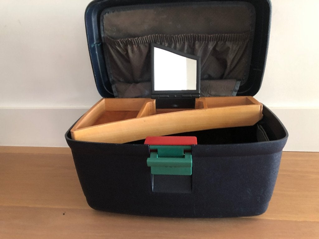 Carlton beautycase, Sieraden, Tassen en Uiterlijk, Ophalen, Gebruikt, Blauw, Hardcase