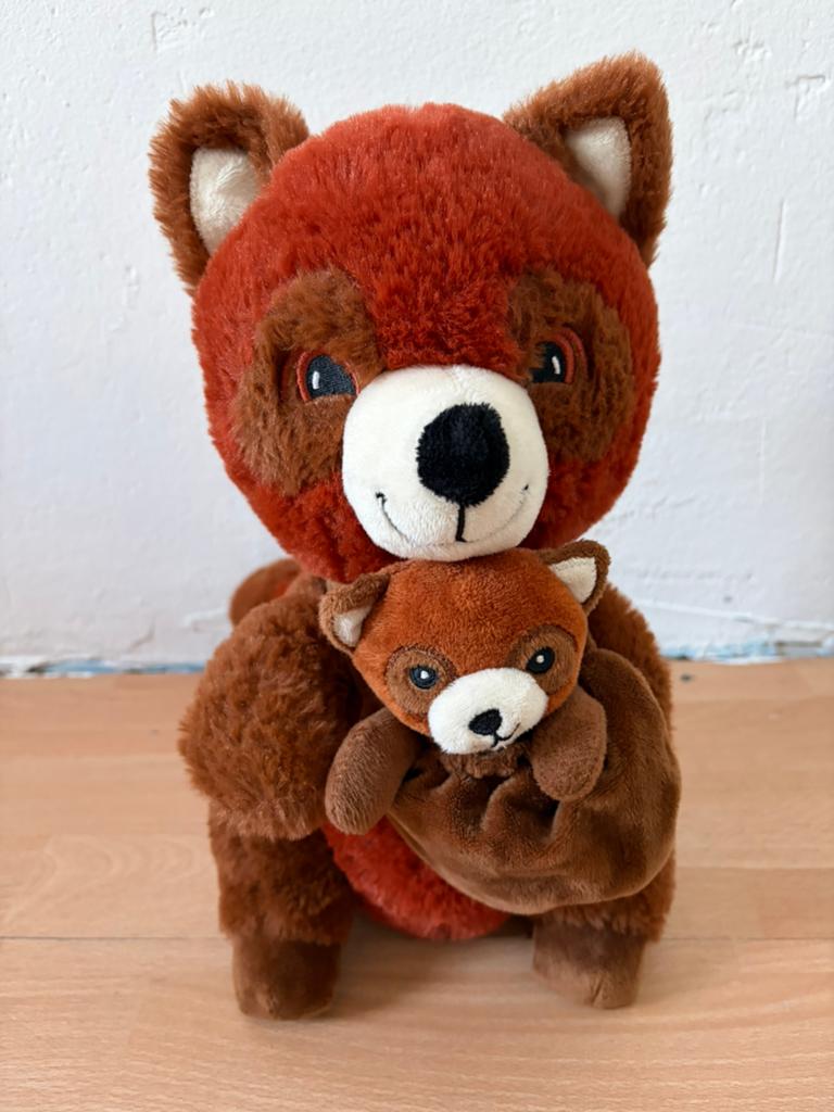 Rode panda knuffel met jong, Kinderen en Baby's, Speelgoed | Knuffels en Pluche, Overige merken, Overige karakters, Overige typen