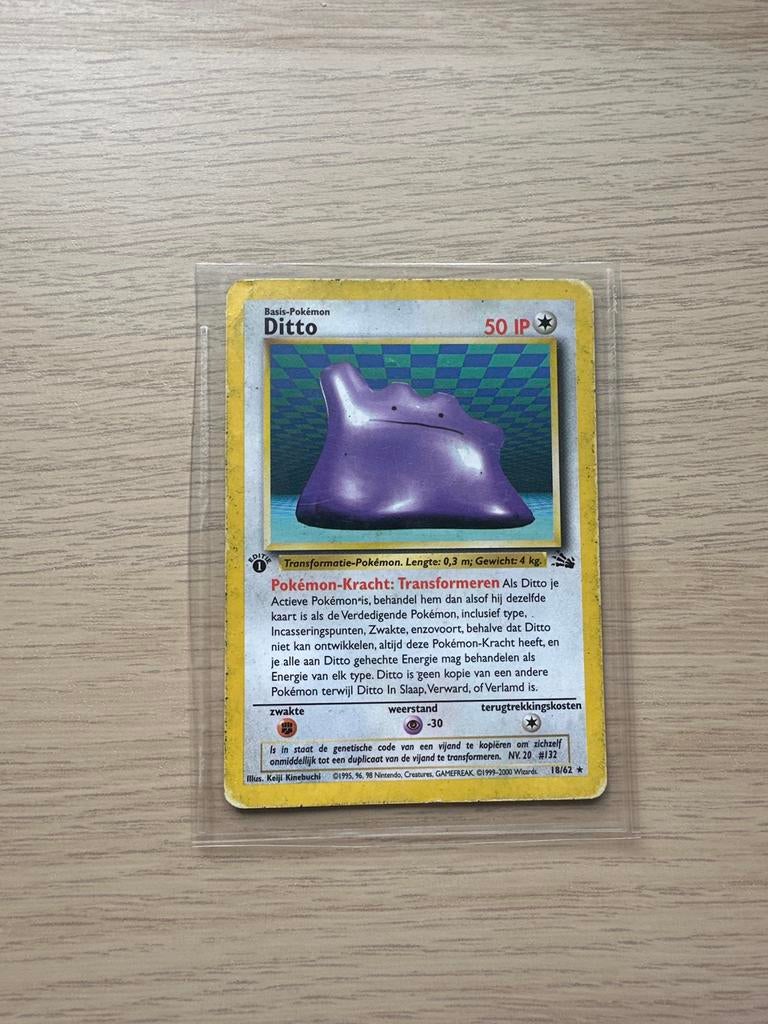 Pokémon Kaart: Ditto (Basis-Pokémon, 18/62, 1999-2000), Ophalen of Verzenden, Gebruikt, Losse kaart