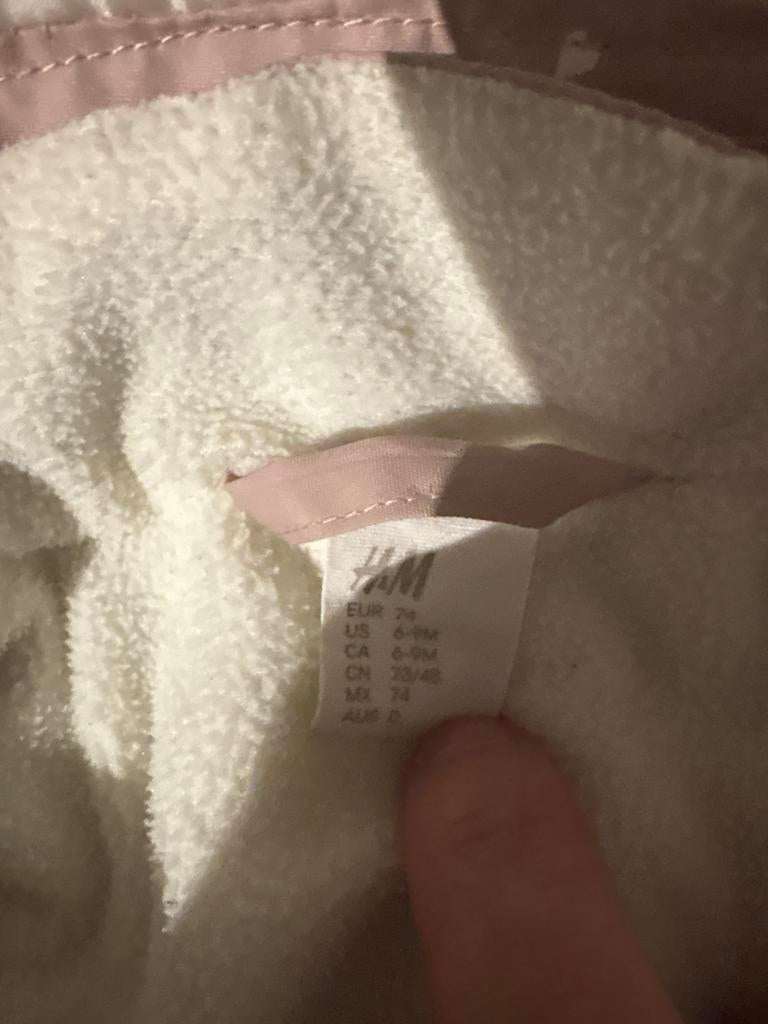 H&M Skipak maat 74 - Roze met capuchon en bont, Ophalen, Zo goed als nieuw, Jongetje of Meisje, Pakje