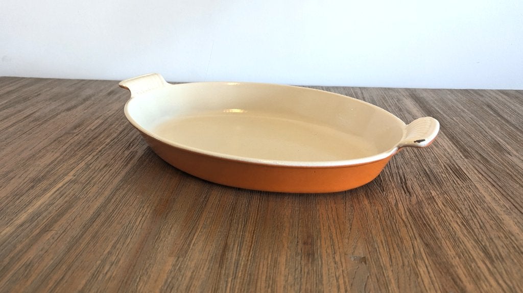 Vintage Le Creuset - Oval Au Gratin - Gietijzeren schaal, Gebruikt, Gietijzer, Overige typen, Le Creuset