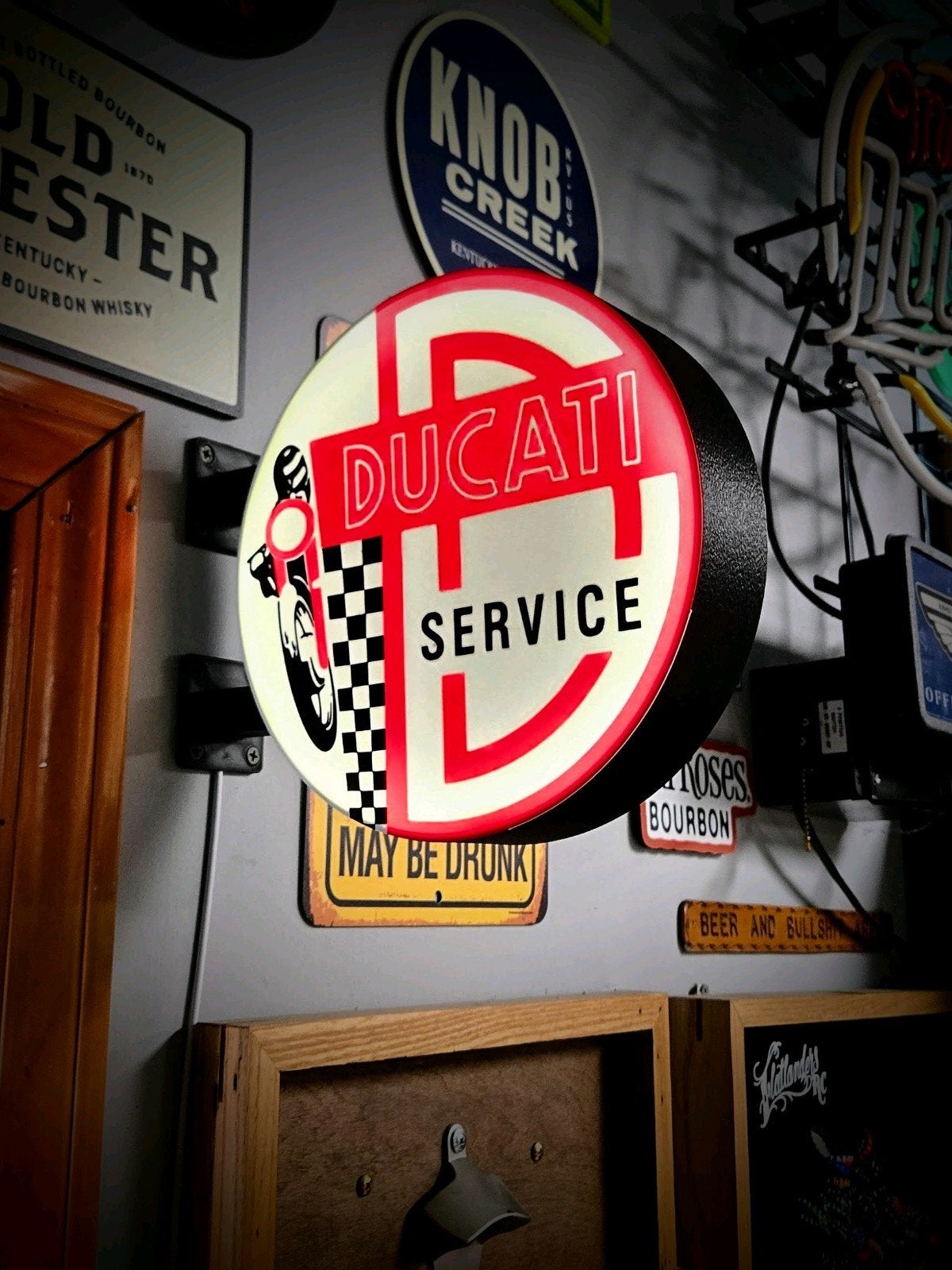 Ducati Lichtbak - Dubbelzijdig - Ø 35cm - Eyecatcher!, Ophalen of Verzenden, Nieuw, Lichtbak of (neon) lamp