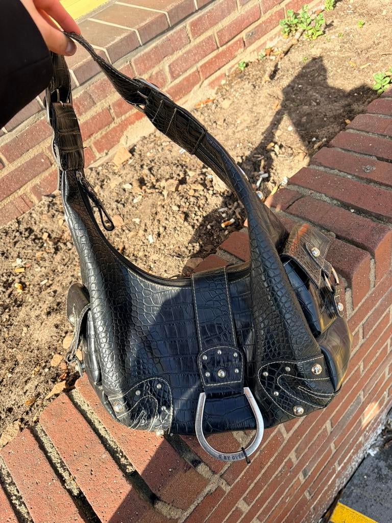 Vintage guess tas, Ophalen of Verzenden, Gebruikt, Zwart, Handtas