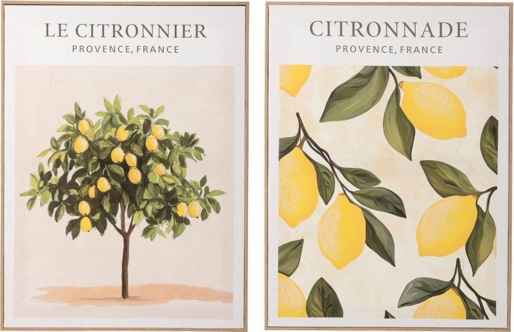 Nieuw, J-LINE, wanddecoratie CITRONNIER, canvas, set van 2, Rue De La Forêt 5 7522 Tournai België, Nieuw, Ophalen of Verzenden
