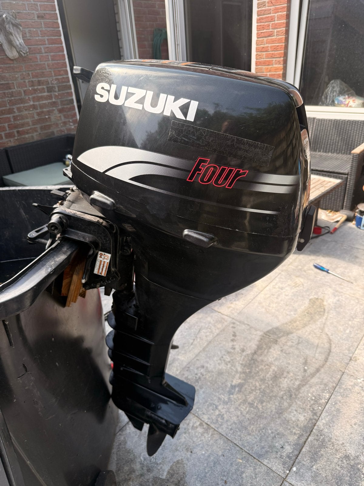 Suzuki Four 15 PK Buitenboordmotor langstaart, Watersport en Boten, Ophalen, 10 tot 30 pk, Gebruikt, Viertaktmotor