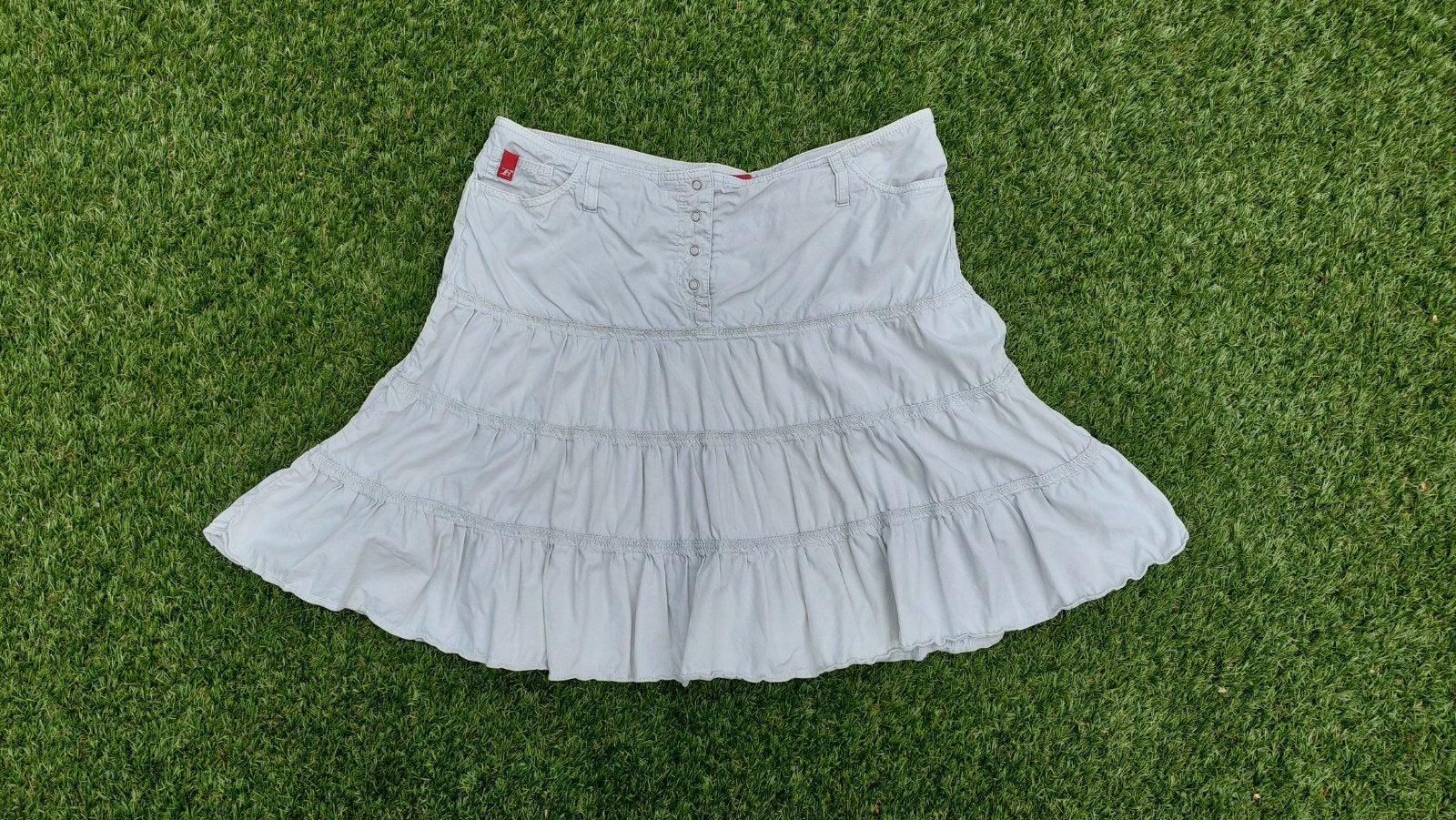 Rok Forecast maat XL beige zand drukknopen vintage stroken, Maat 38/40 (M), Forecast, Beige, Ophalen of Verzenden