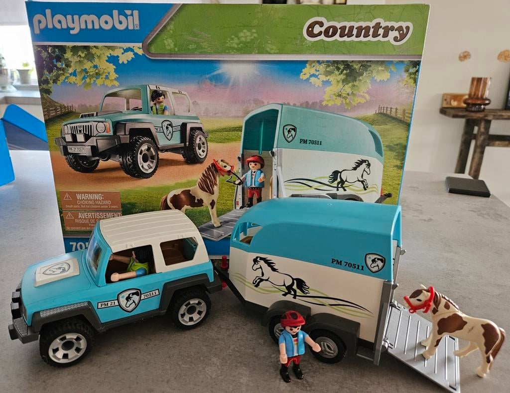 Playmobil Country 70511 Jeep met paardentrailer, Kinderen en Baby's, Speelgoed | Playmobil, Ophalen of Verzenden, Zo goed als nieuw