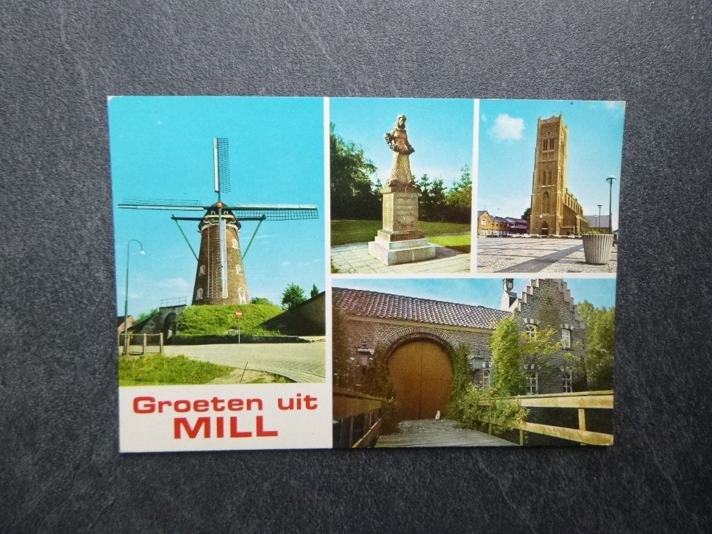 Mill, molen/kerk 1980, Verzamelen, Ansichtkaarten | Nederland, Verzenden, 1980 tot heden, Gelopen, Noord-Brabant