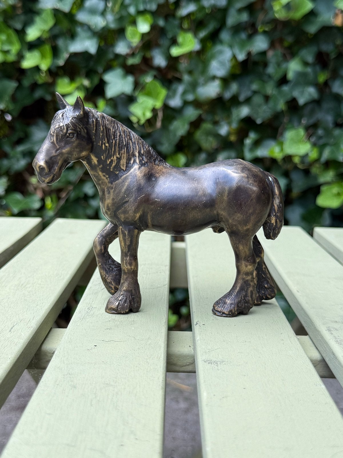 Paardenbeeld 11 cm hoog - Bronskleurig, Minder dan 20 cm, Ophalen of Verzenden, Zoogdier, Beeld