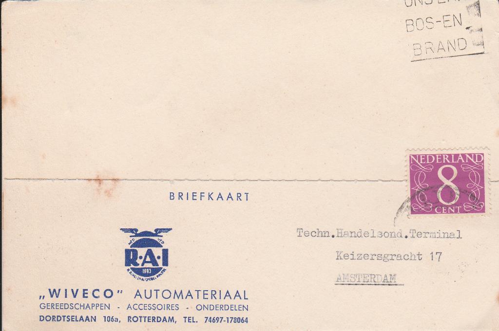 ROTTERDAM 1960 WIVECO Automateriaal Dortselaan 106a, Ophalen of Verzenden, 1960 tot 1980, Zuid-Holland