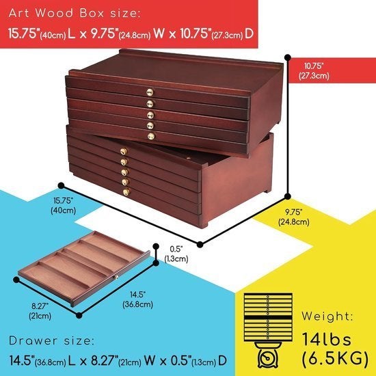 Houten Opbergbox Kunstbenodigdheden – Kunstkist – Tekendoos, Corvance B.V., Verzenden, Nieuw, Corvancebol@gmail.com