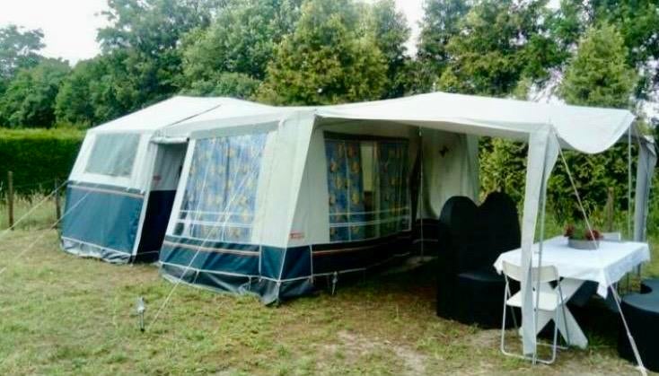 Vouwwagen Tago Ranger 2000 met voortent en luifel, Blauw, Aanwezig, Tot en met 6, Ophalen