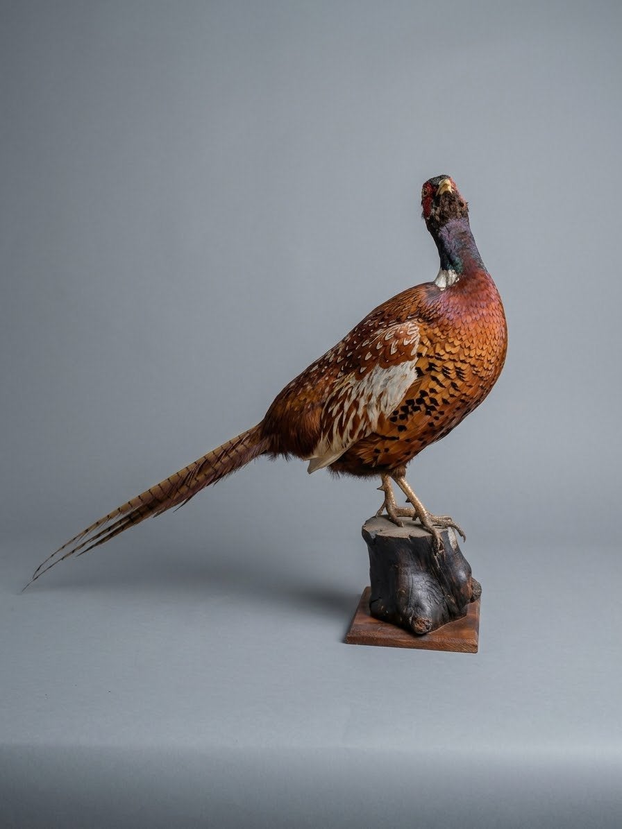 Prachtig geprepareerde Bosfazant haan op houten sokkel, Ophalen, Zo goed als nieuw, Vogel, Opgezet dier