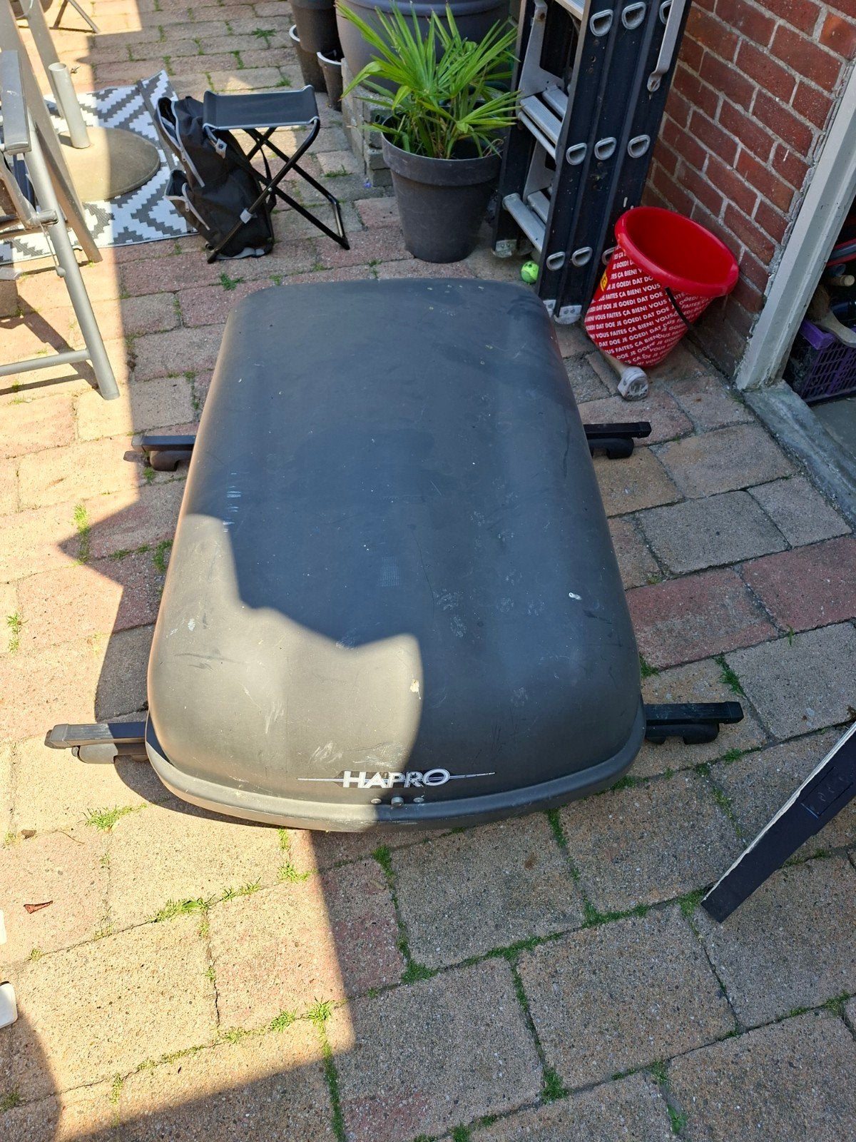 Dakkoffer  Hapro 400 binnenmaat 128 x 75 cm met dakdrager, Ophalen, Gebruikt