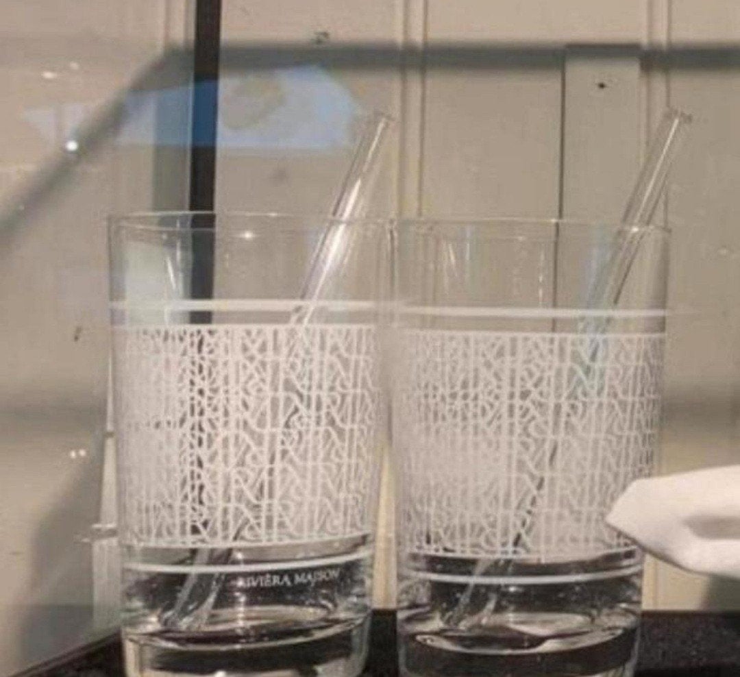 Set van 6 stuks Riviera Maison longdrink glazen met rietjes, Ophalen, Nieuw, Overige typen
