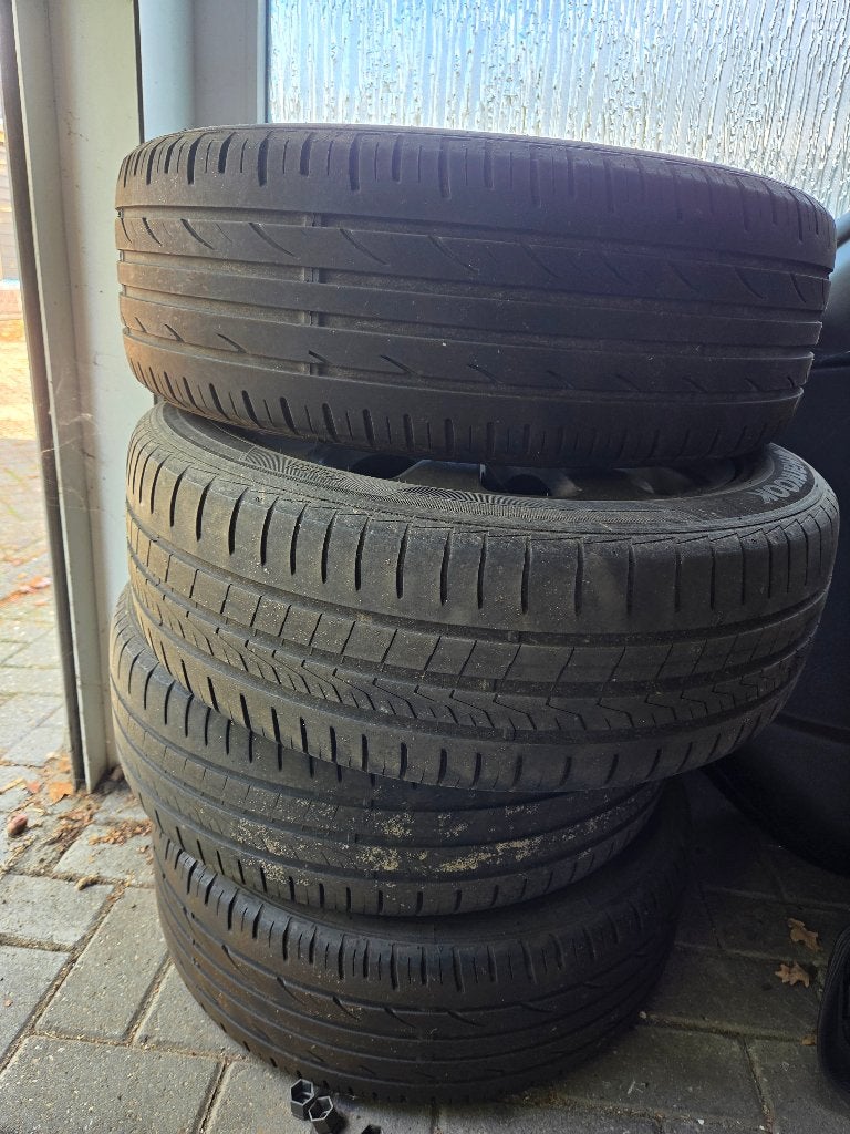 Set lichtmetalen velgen + Band, Ophalen, Gebruikt, 16 inch, Banden en Velgen