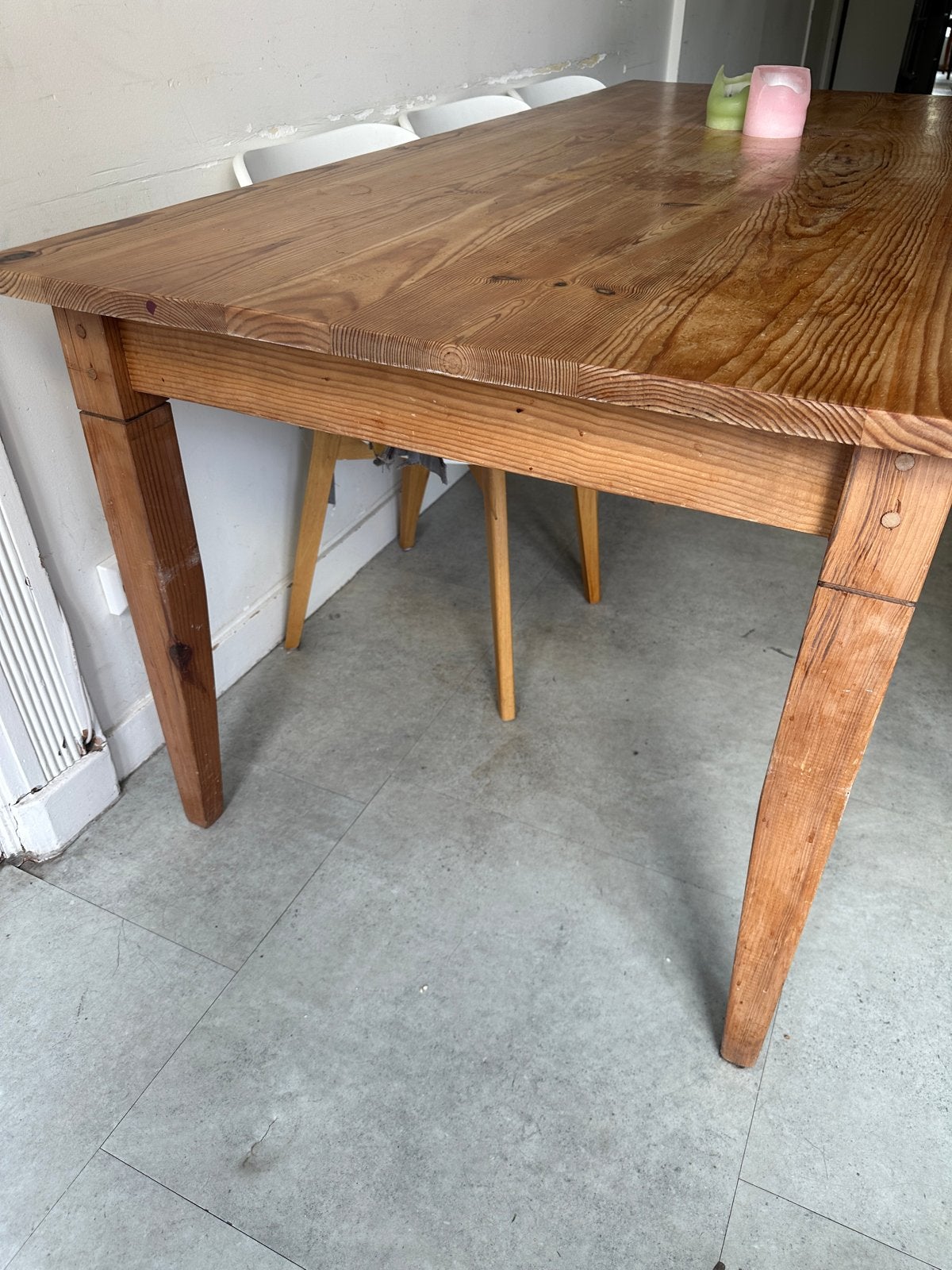 Mooie houten tafel 192x82 cm - Oud Zuid, Huis en Inrichting, Tafels | Eettafels, Ophalen, Gebruikt, 50 tot 100 cm, Vijf personen of meer