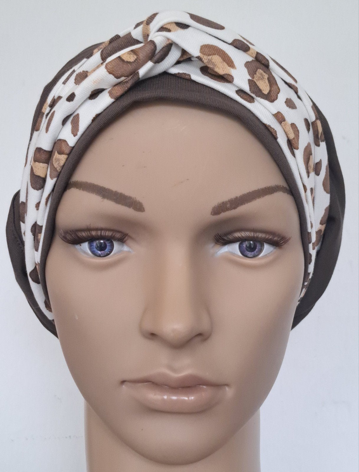Chemo/haarverlies tricot muts met sjaal no 35 A. D. Taupe., Anna, Maat 42/44 (L), Nieuw, Ophalen of Verzenden