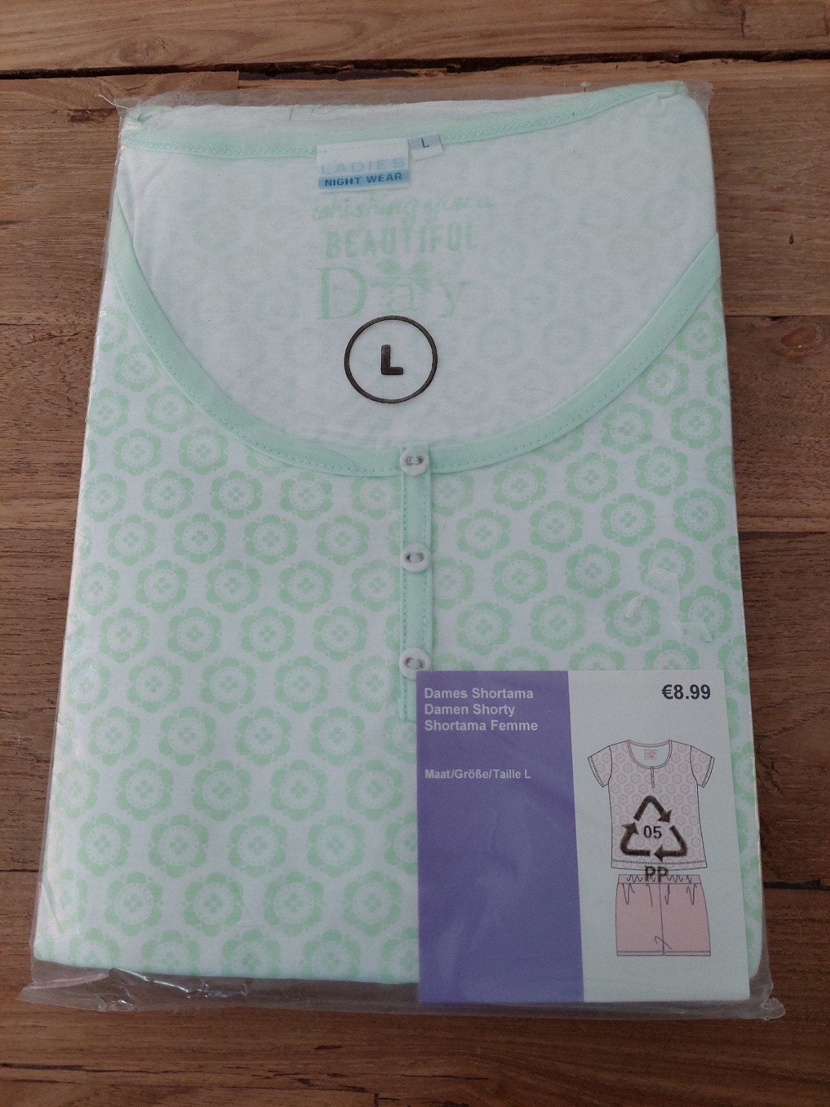 Nieuwe mintgroen/wit shortama L., Kleding | Dames, Ophalen of Verzenden, Nieuw