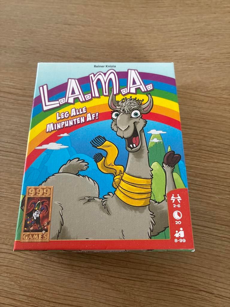 L.A.M.A. - Leg Alle Minpunten Af! Kaartspel van 999 Games, Drie of vier spelers, Ophalen of Verzenden, Zo goed als nieuw