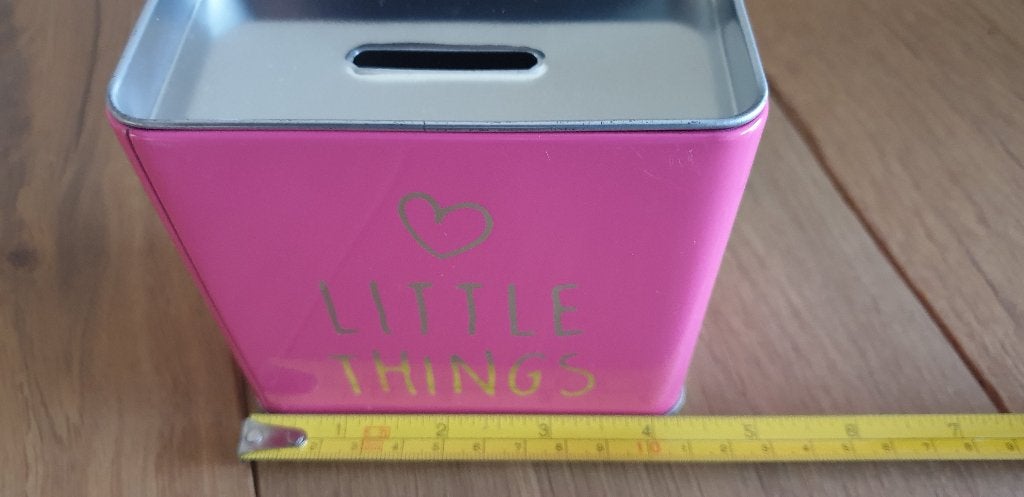 Spaarpot 'little things' roze metaal & meer gave spaarpotten, Verzamelen, Spaarpotten, Ophalen of Verzenden, Nieuw, Metaal of Blik