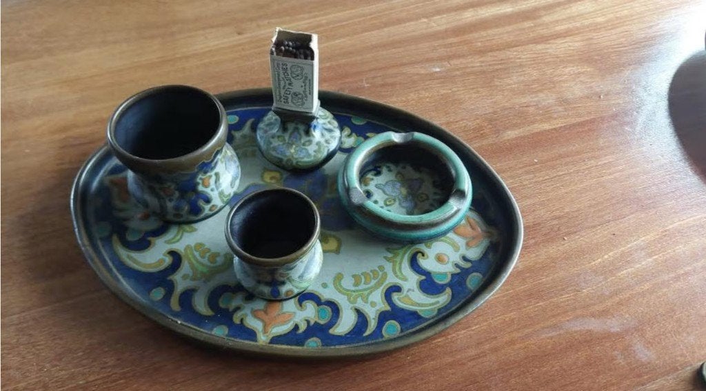 Gouds Plateel rookwarenset, Ophalen of Verzenden