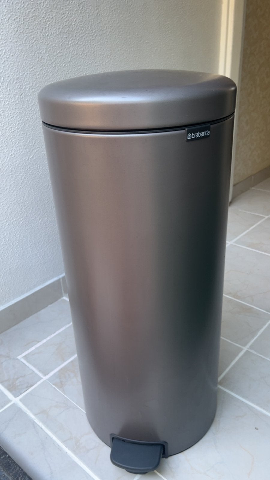 Brabantia prullenbak 30 liter platinum, Ophalen of Verzenden, Zo goed als nieuw, Rvs