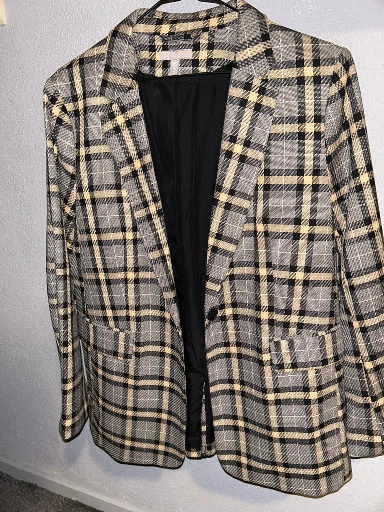 Dames Geruite Blazer, Ophalen, Zo goed als nieuw, Zwart