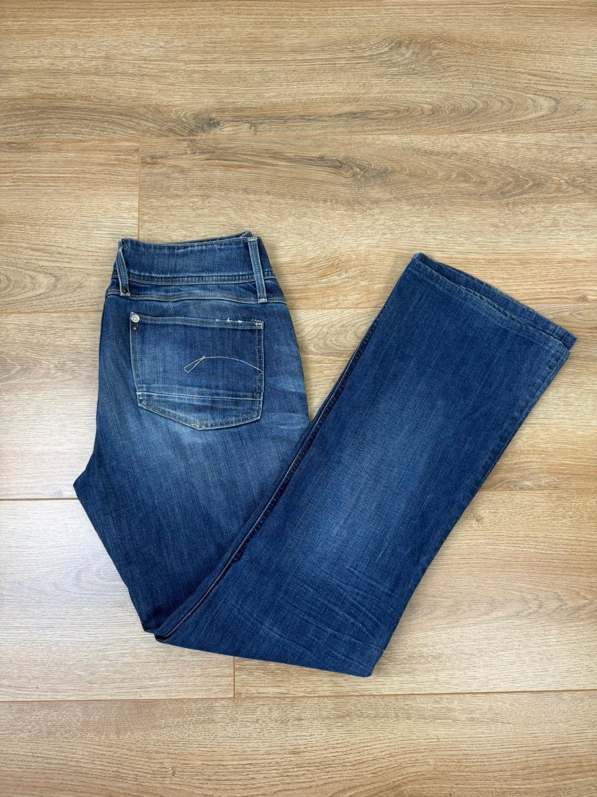 G-Star dames Jeans 3301 donkerBlauw Maat 42, Verzenden, Zo goed als nieuw, Blauw, W33 - W36 (confectie 42/44)